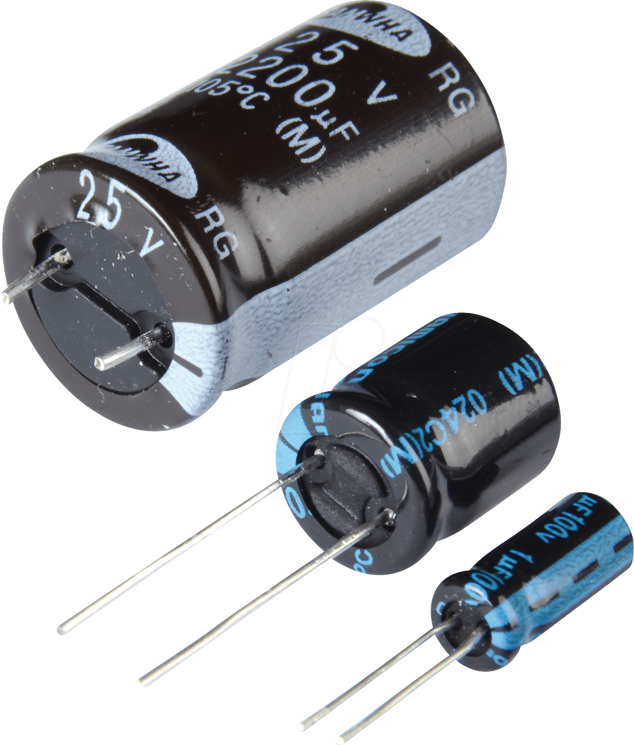 RAD 105 2.200/25 - Elko, radial, 2200 µF, 25 V, 105 °C, 16 x 25 mm, RM 7,5, Ammo