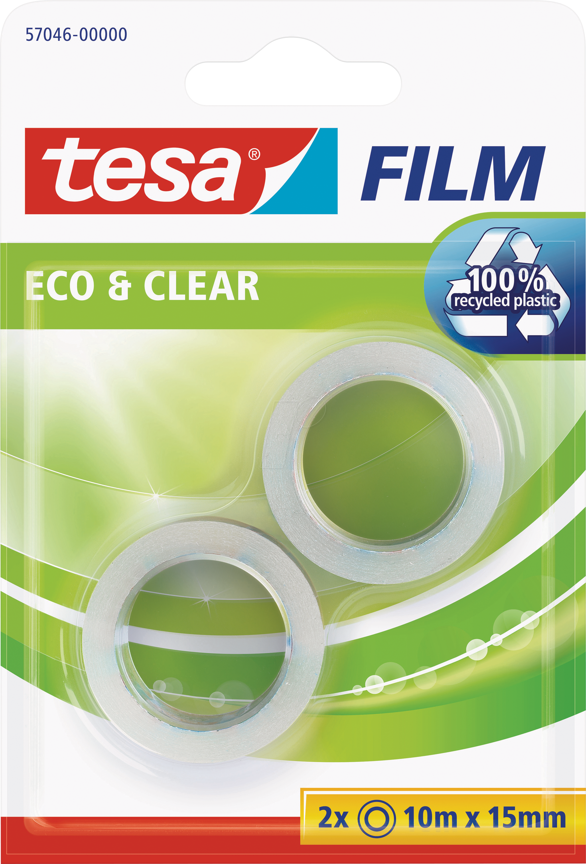 TESA 57046 - tesafilm® Eco & Clear, 10 m x 15 mm, 2 Rollen