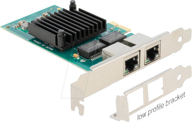 DELOCK 88502 - Netzwerkkarte, PCI Express, Gigabit Ethernet, 2x RJ45