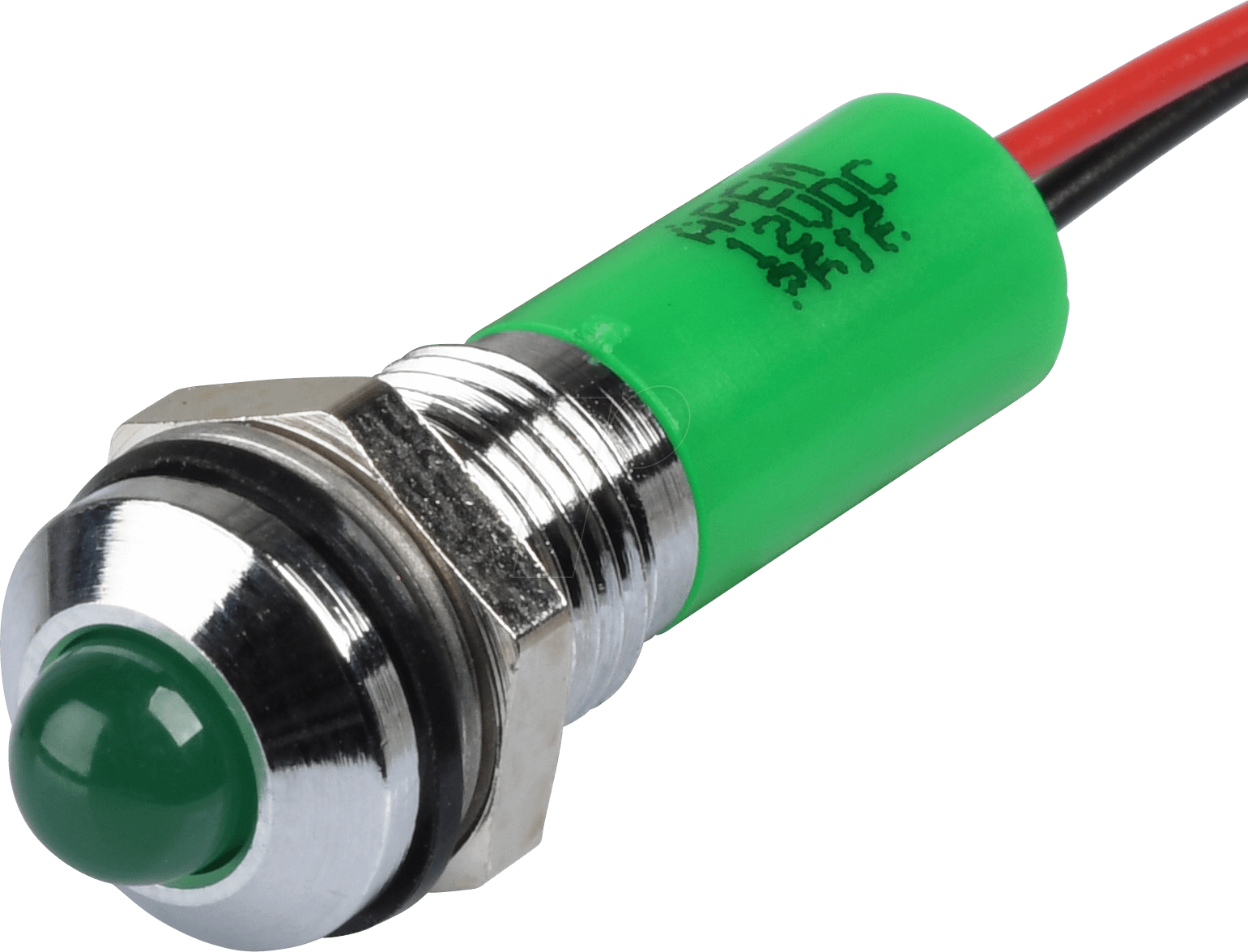 APM Q8P3C G12E - LED-Signalleuchte, grün, 12 V, Ø 8 mm, vorstehend, bedrahtet