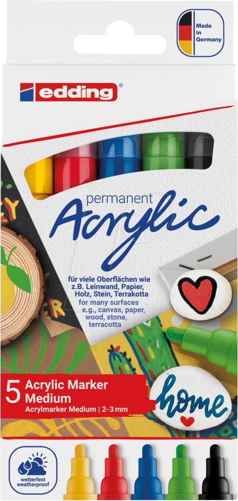 EDDING 5100/5V - Acrylmarker, 2 mm - 3 mm, sortiert, 5er Pack