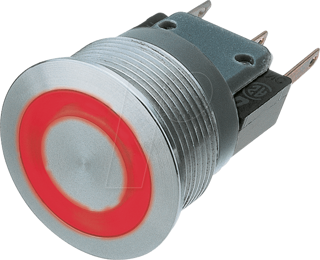 MSM19 RI SF RT - Metalltaster Mittelhub, Ø19, rot Beleuchtet