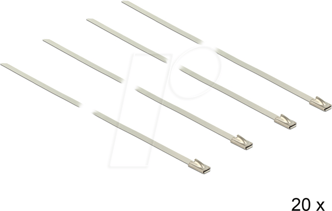 DELOCK 18632 - Edelstahlkabelbinder, 350 x 4,6 mm, silber, 20er-Pack