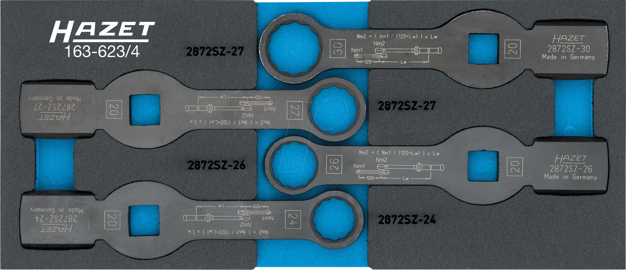 HZ 163-623/4 - HAZET Schlag-Ringschlüssel Satz 163-623/4, 4-teilig, 24 - 30