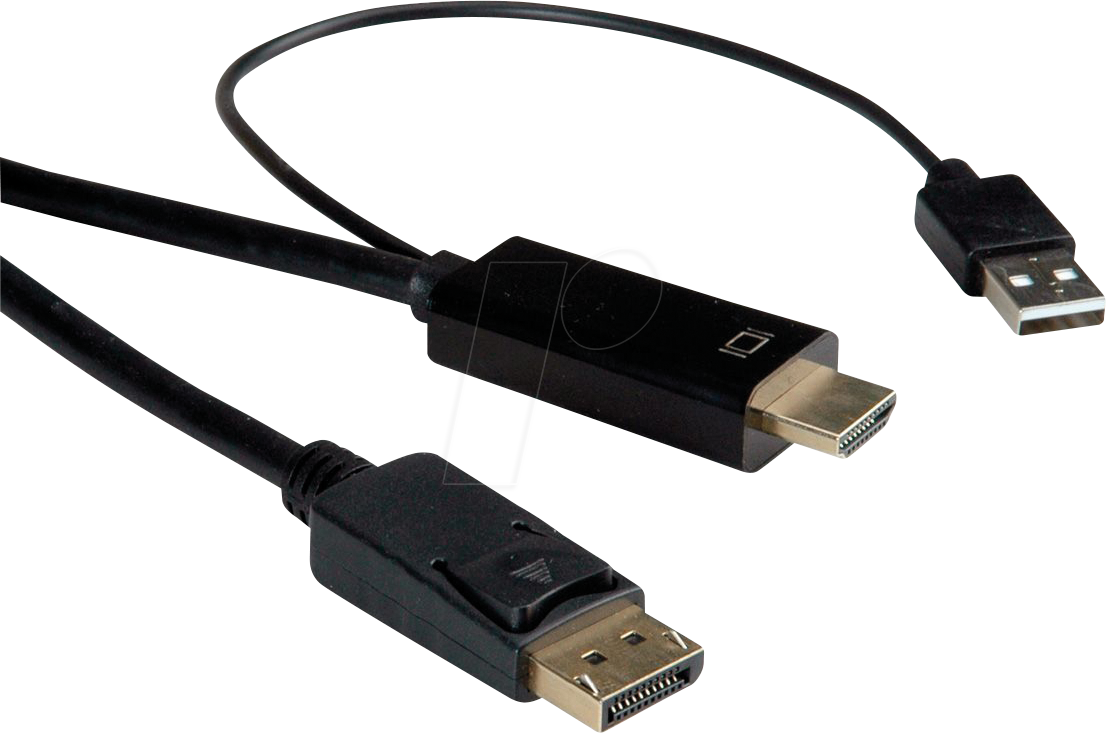 Thumbnail - ROLINE 11045991 - DisplayPort 1.2 auf HDMI A Stecker, 4K 60Hz, 1,0 m