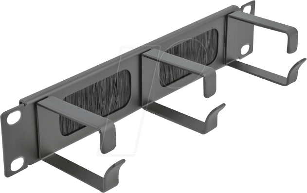DELOCK 66487 - 10'' Kabelmanagement Bürstenleiste mit 3 Bügeln 1 HE schwarz