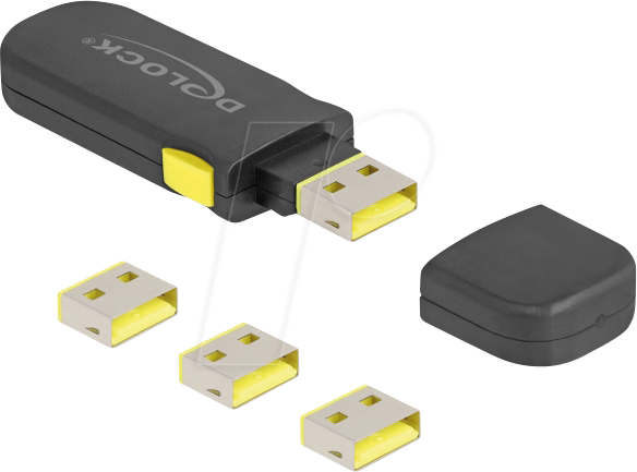 DELOCK 22031 - USB-A-Port Schloss (1x Schlüssel, 4x Schlösser), gelb