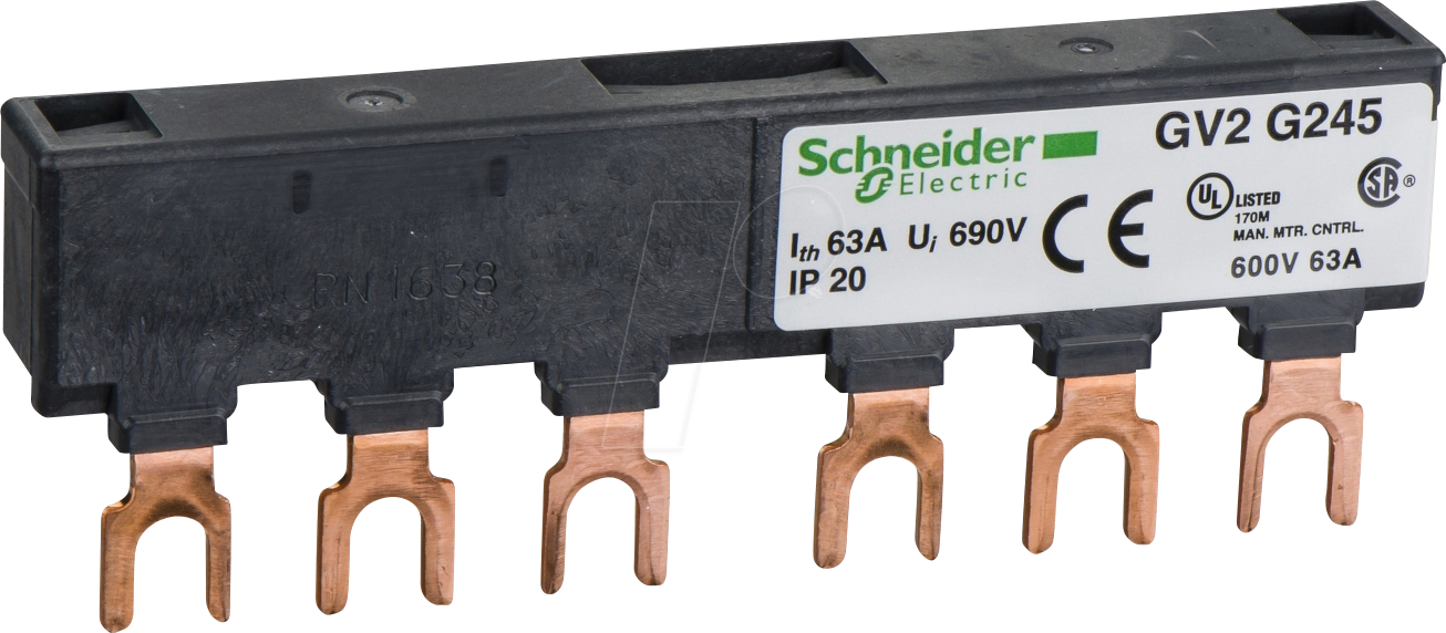 GV2G245 - Drehstrom-Sammelschienensystem, 63 A, 2 Abgangsstellen, 45 mm