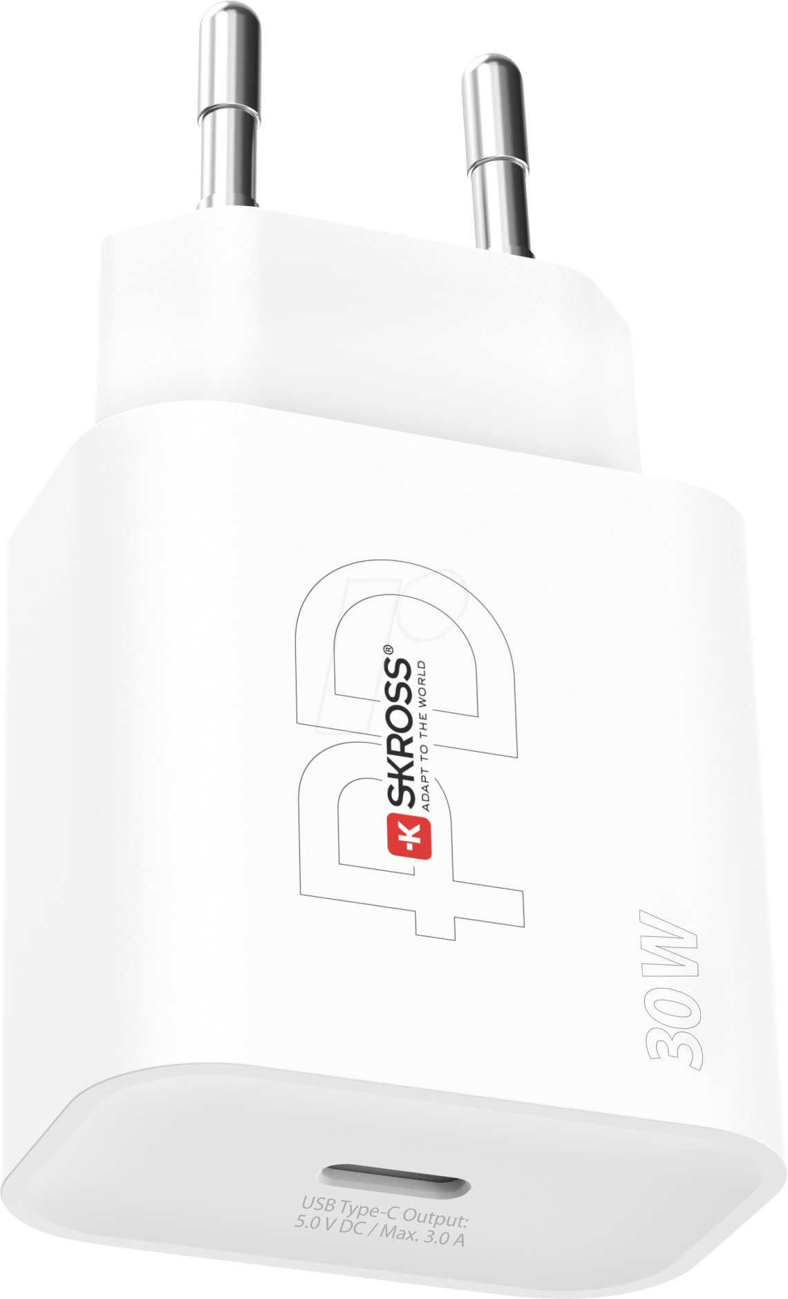 Thumbnail - SKROSS 30WPDEUCN - USB-Ladegerät, 30 W, 5 - 20 V, 3000 mA, USB-C (PD), weiß, EU