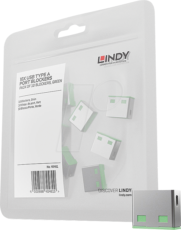 LINDY 40461 - USB-A-Port Schloss (10x Schlösser), grün