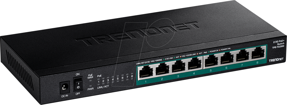 TRN TPE-TG380 - Switch, 8-Port, 2,5 Gigabit Ethernet, PoE+