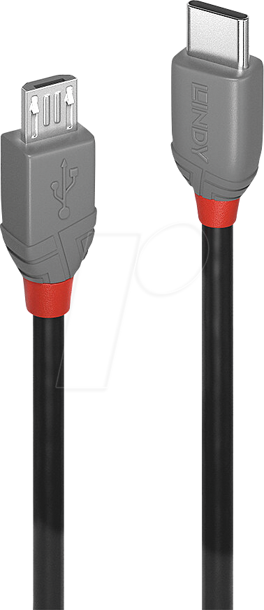 Thumbnail - LINDY 36893 - USB 2.0 Kabel, C Stecker auf Micro-B Stecker, 3,0 m