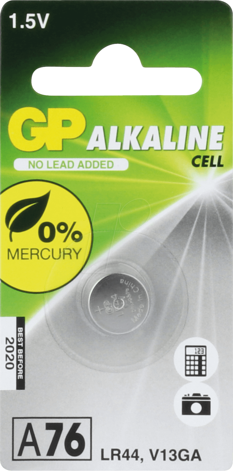 GP LR 44 - Alkaline Knopfzelle, 110 mAh, A76