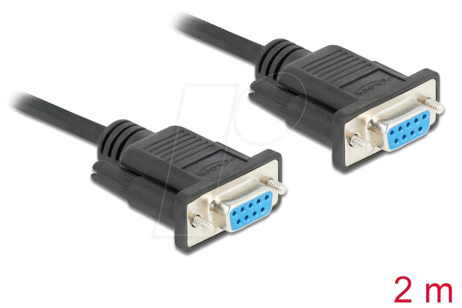 DELOCK 87472 - Nullmodem-Kabel, 9-pol.,Bu./Bu. Full Handshaking, 2 m