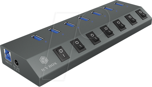 ICY IB-HUB1701C3 - USB 3.0 7 Port Hub, USB-A, Schalter