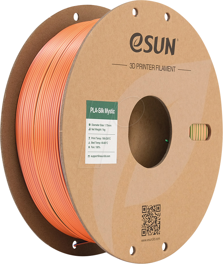 ESUN 72203020 - Filament, PLA-Silk Magic, 1,75 mm, blau, orange, grün, 1 kg