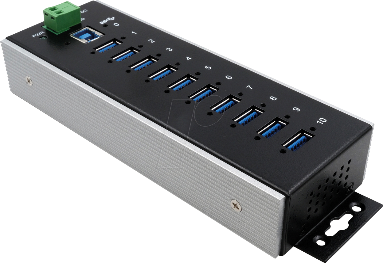 EXSYS 1110HMVSWT - USB 3.0 10-Port Industrie-Hub, 10x USB-A, 15 kV ESD, Temperatur