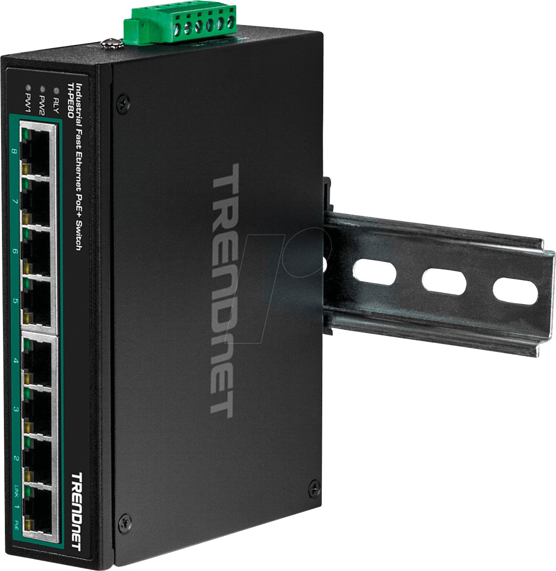 TRN TI-PE80 - Switch, 8-Port, Fast Ethernet, PoE+