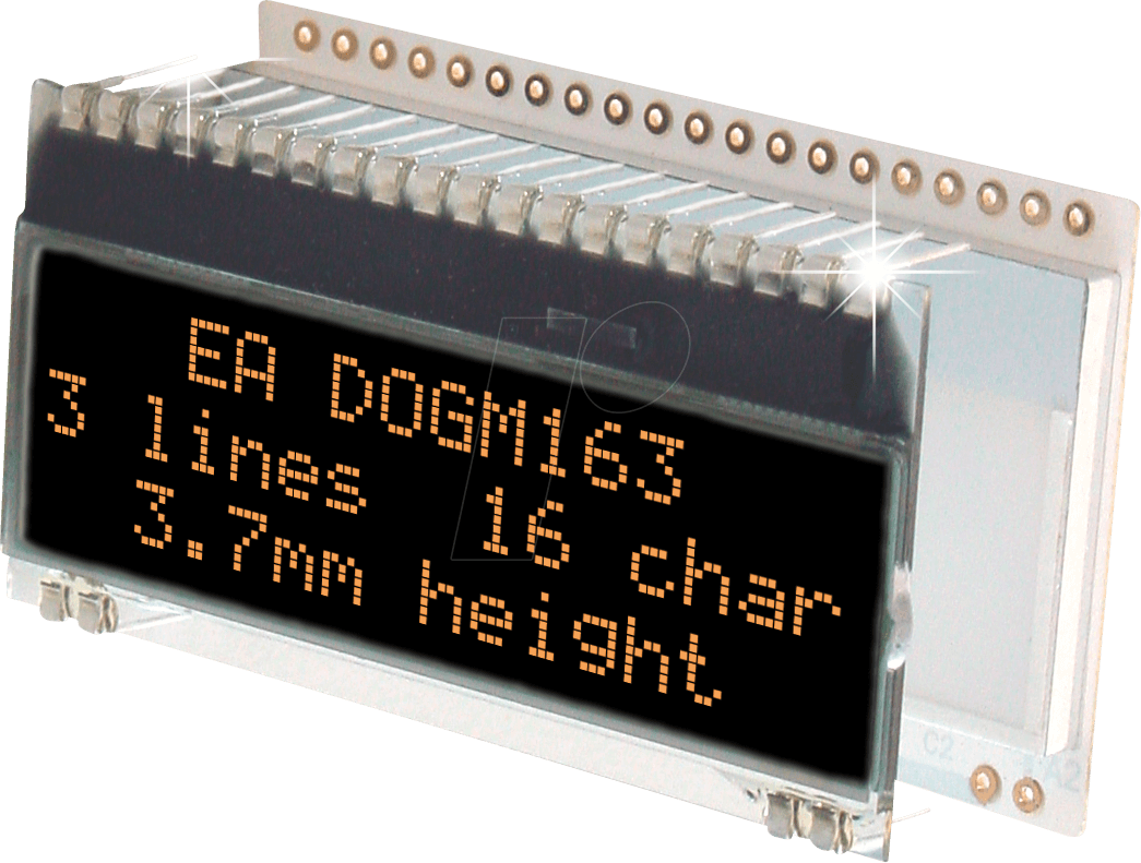 Thumbnail - EA DOGM163S-A - LCD-Textmodul, 48,3 x 12 mm, schwarz