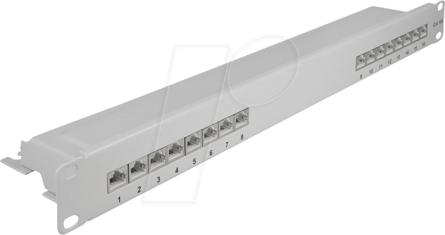 DELOCK 66877 - 19'' Patchpanel, 16 Port, Cat.6a, 1 HE, grau