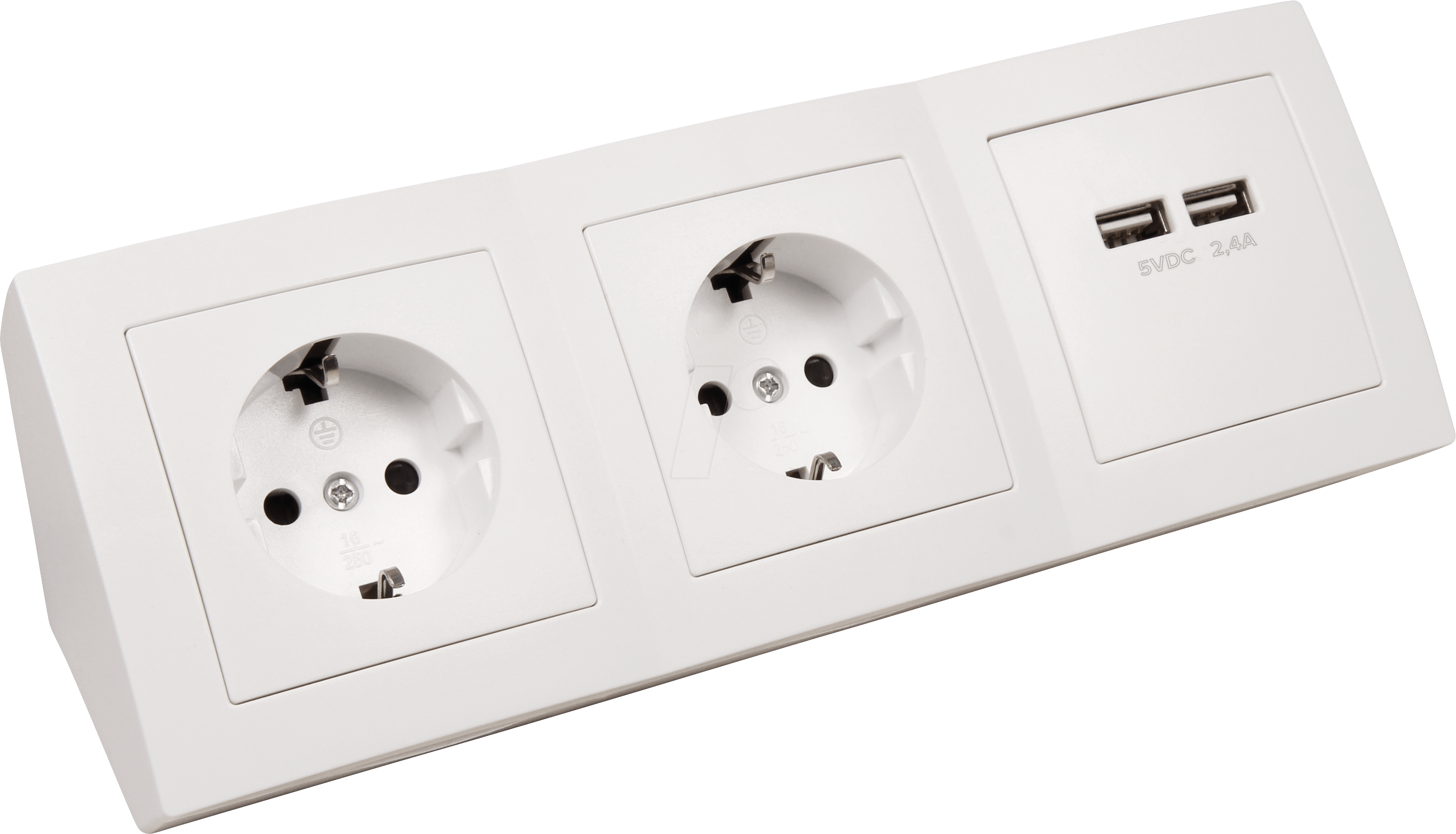 MCP 534-519 - Tischsteckdose, 2-fach, Typ F - CEE 7/3, 2 x USB, weiß