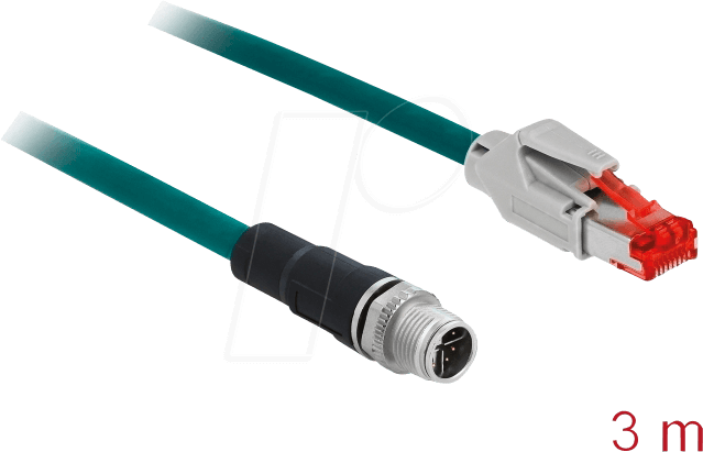 DELOCK 85427 - Netzwerkkabel M12 Stecker 8 Pin X-kodiert > RJ45 Stecker PVC 3 m