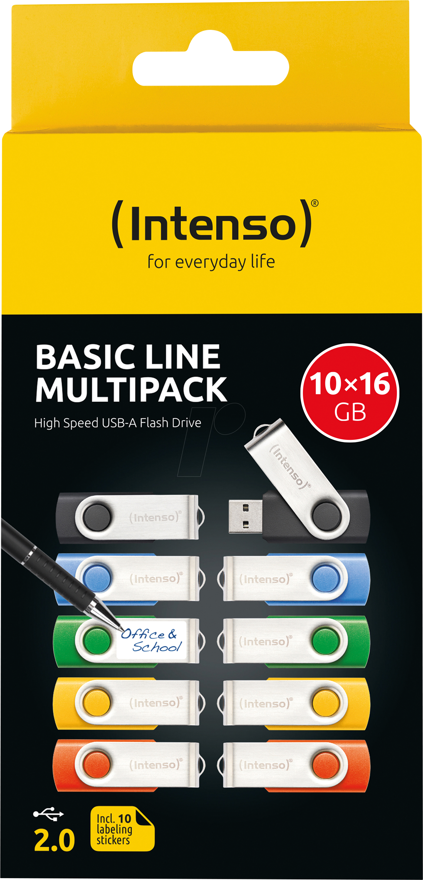 INTENSO 3503571 - USB-Stick, USB 2.0, 16 GB, Basic Line 10er Pack
