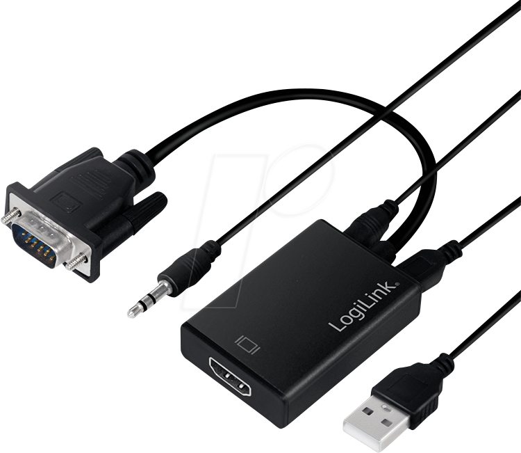 LOGILINK CV0060 - HDMI A auf VGA, + USB-A + 3,5 mm Klinke, 1080p, 15 cm