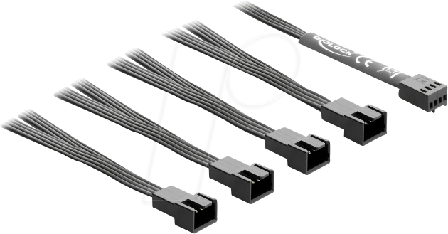 DELOCK 84540 - 1 PWM Buchse> 4 PWM Stecker Lüfter Splitterkabel, 40,00 cm