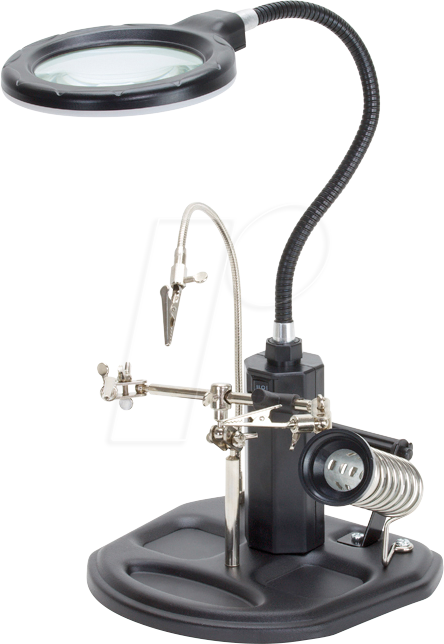 SIN 207714 - Platinenhalter, mit LED Lupe, Schwanenhals, helfende Hand