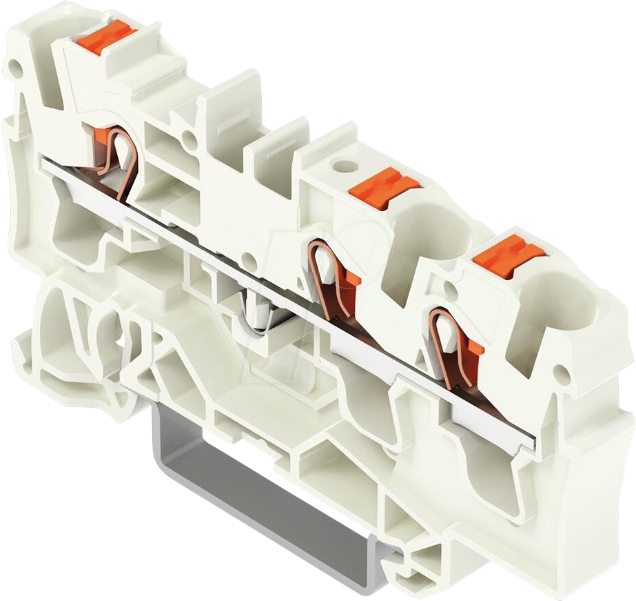 WAGO 2204-1309 - 3-Leiter-Durchgangsklemme, mit Drücker 4 mm², lichtgrau