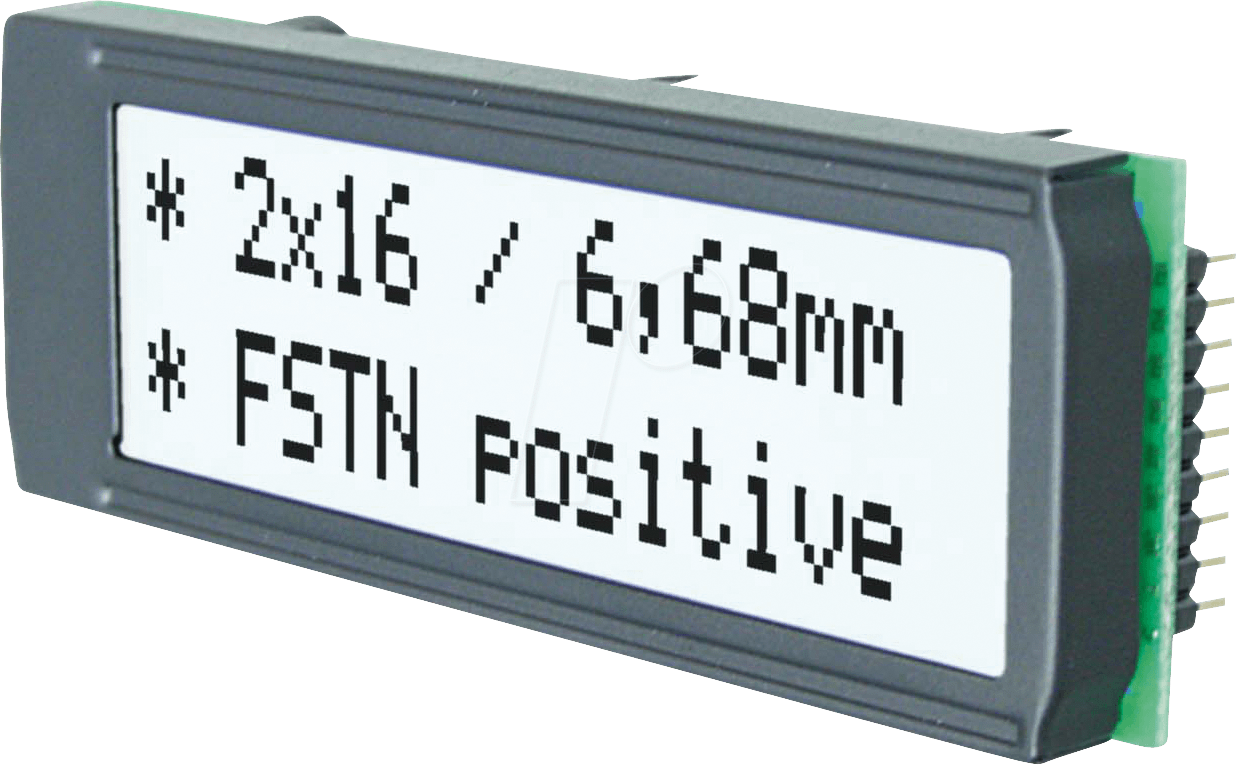 Thumbnail - LCD 162SW DIP - LCD DIP-Modul, Dotmatrix, 2x16 Zeichen schwarz