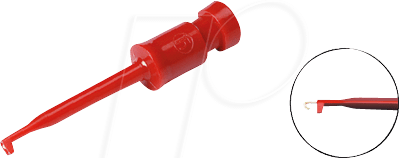 KLEPS 2 RT - Klemmprüfspitze,Haken, rot, Lötanschluss