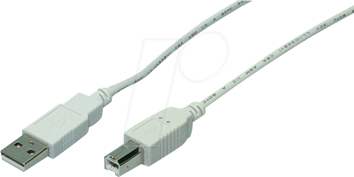 LOGILINK CU0007 - USB 2.0 Kabel, A Stecker auf B Stecker, grau, 2,0 m