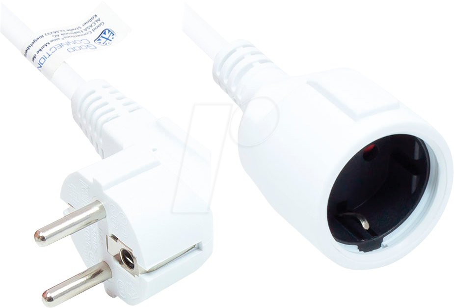 GC P0102-W020 - Verlängerung Typ E+F auf Typ F , weiß, 1,50 mm², 2 m