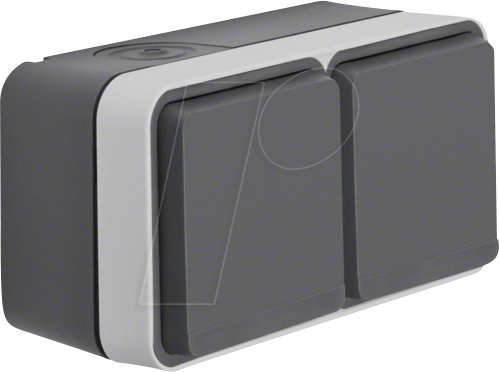 BERKER 47843515 - Steckdose 2fach waagerecht mit Klappdeckel 2 Schieber W.1, grau