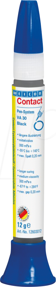 WEICON 12603012 - Cyanacrylat Kleber, Contact VA 30 Black, 12 g, gummigefüllt