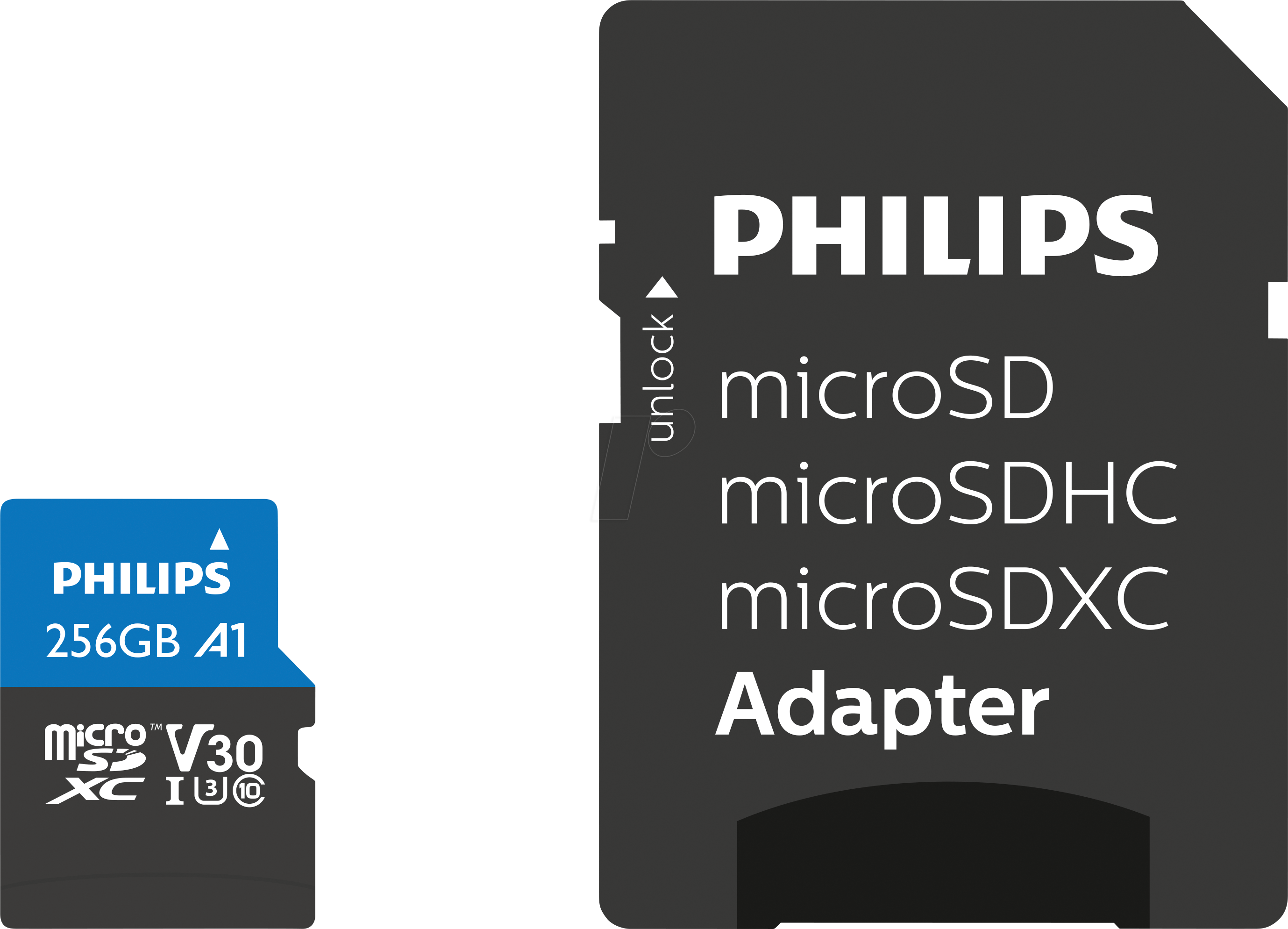PHI FM25MP65B - microSDXC-Card, 256GB Class 10 UHS-I U3 incl. Adapter