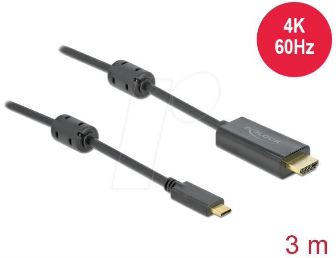 DELOCK 85971 - Kabel, USB-C > HDMI, 4K 60Hz, aktiv, DP Alt, St./St. 3 m