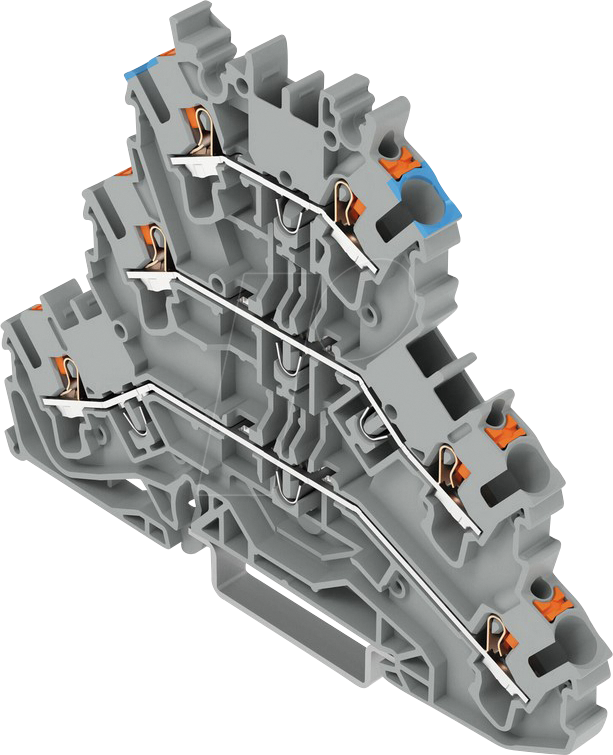 WAGO 2202-3203 - Dreistock-Durchgangsklemme, Ø 0,25 - 2,5 mm, L/L/N