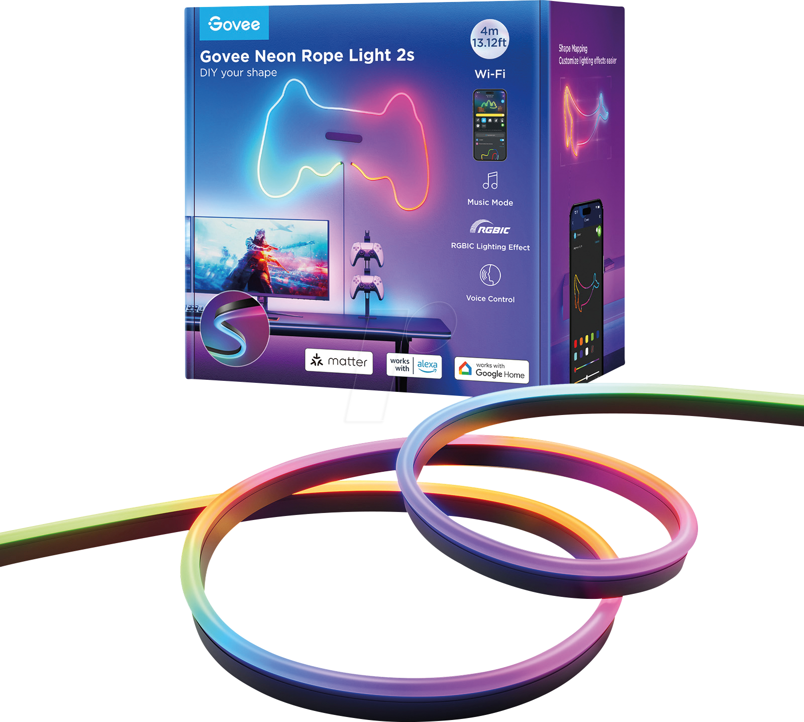 Thumbnail - GOVEE H61D4-B - NEON Lichtschlauch 2, LEDs, 48 W, 4 m, schwarz