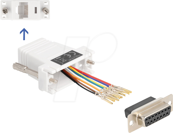 DELOCK 67111 - Adapter D-Sub 15 Pin Bu. > RJ45 Bu. Montagesatz, weiß