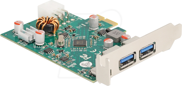 DELOCK 90229 - PCIe x1 > 2x extern USB 3.0 Typ A, 1x Type-C, 30 W