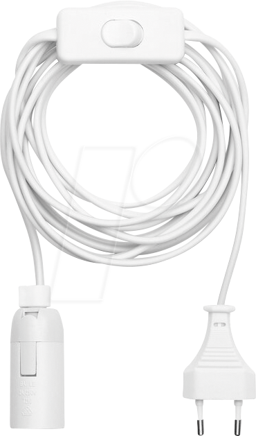 LM 9801W - Lampenfassung E14 mit Schalter, 3,5m Kabel Stecker, weiß