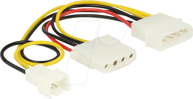 DELOCK 83658 - Lüfter Stromkabel 4 Pin auf 1x 4 Pin Buchse + 1x 3 Pin Stecker,