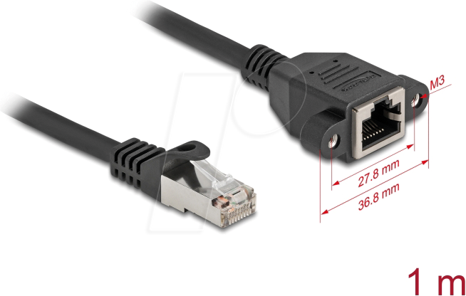 DELOCK 90775 - Netzwerk Verlängerungskabel, S/FTP, Cat.6a, 1 m, schwarz