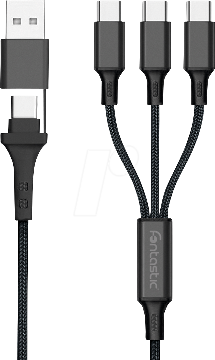 FONTASTIC 263385 - Ladekabel, 3-fach USB-C auf USB-A/-C