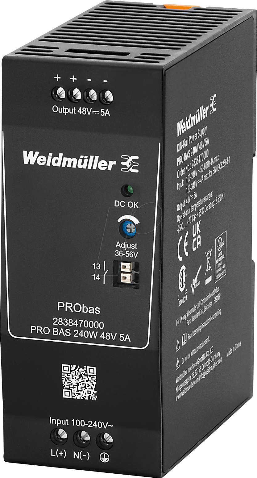 Thumbnail - WEID 2838470000 - Schaltnetzteil Hutschiene, PRObas , 240 W, 48 V ,5 A