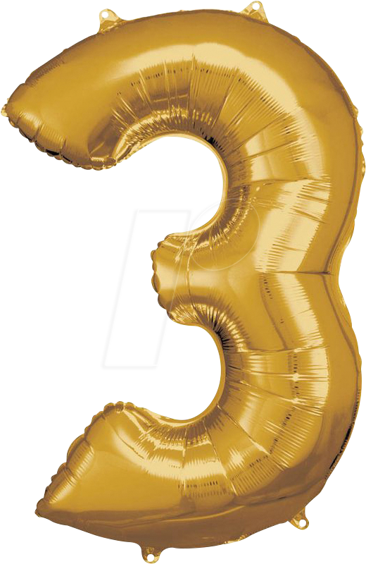 AMSC BALLON 3 GO - AMSCAN Folienballon Zahl 3 gold