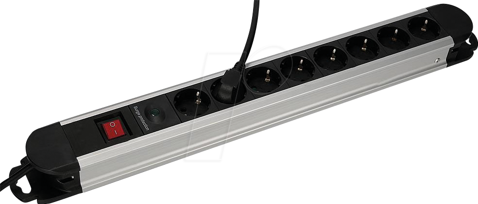 EGB GABKS08 - Steckdosenleiste, 8-fach, Alu, Ü-Schutz, mit Schalter, 1,4 m